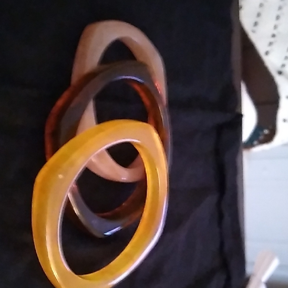 Source Unknown Brown and Yellow Geometric Bracelet Trio